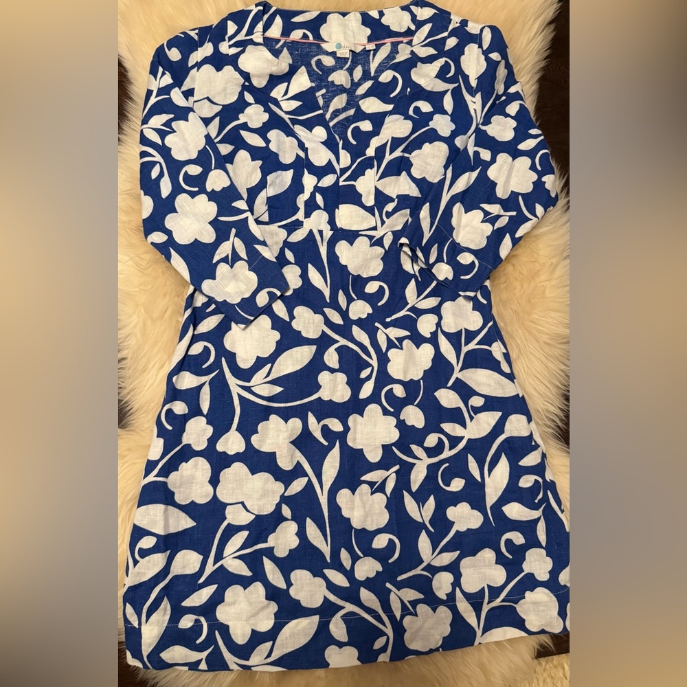 Boden floral linen tunic dress